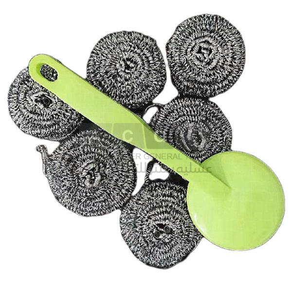 طقم سلكة للجلي مع يد بلاستيكية