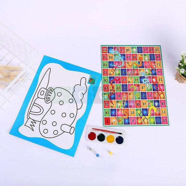 كرتون مرسم تلوين بألوان غواش مع وجه لعبة حية وسلم