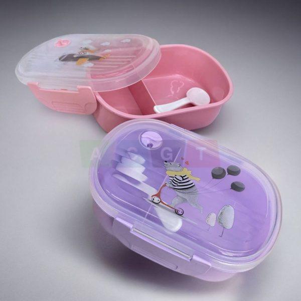 صندوق طعام(LUNCH BOX) للأطفال مدور مرسم بأشكال كرتونية